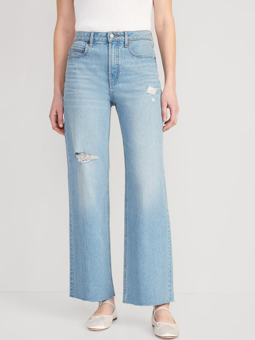 Extra High-Waisted Cut-Off Wide-Leg Jeans for Women