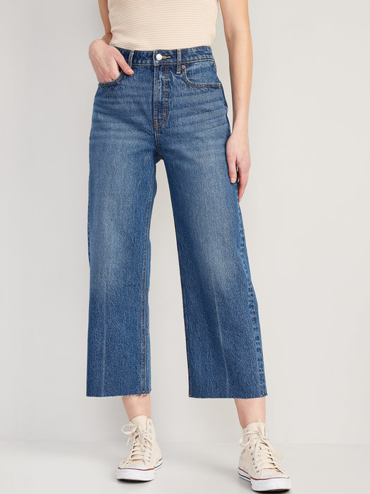 Extra High-Waisted Cropped Cut-Off Wide-Leg Jeans