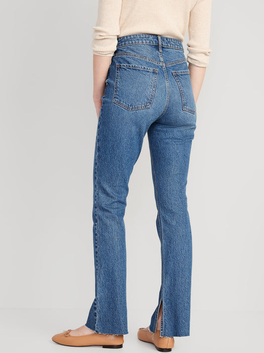 Extra High-Waisted Button-Fly Kicker Boot-Cut Side-Slit Jeans for Women