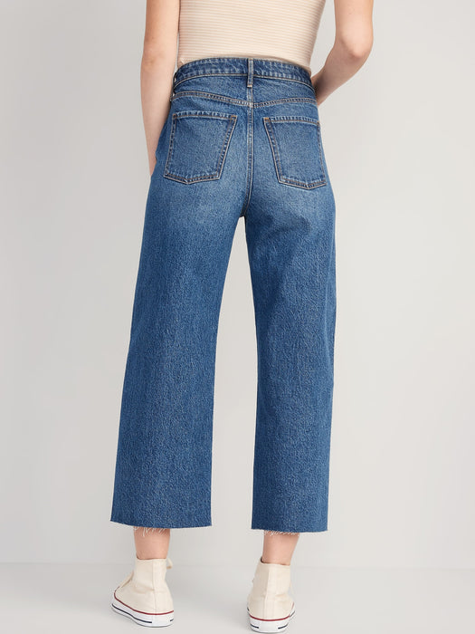 Extra High-Waisted Cropped Cut-Off Wide-Leg Jeans