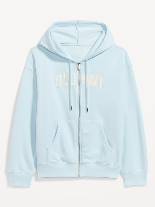 Slouchy Logo Graphic Full-Zip Hoodie for Women