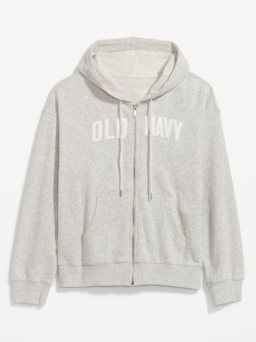 Slouchy Logo Graphic Full-Zip Hoodie for Women