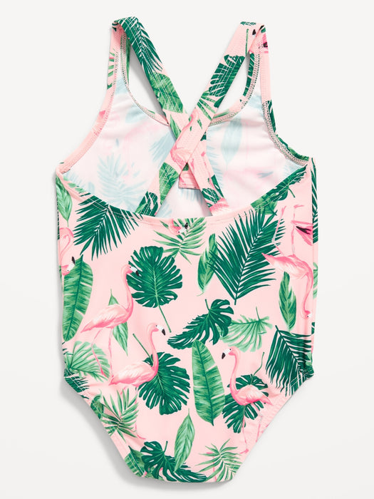 Printed One-Piece Henley Swimsuit for Toddler Girls