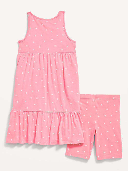 2-Piece Sleeveless Dress and Biker Shorts Set for Girls