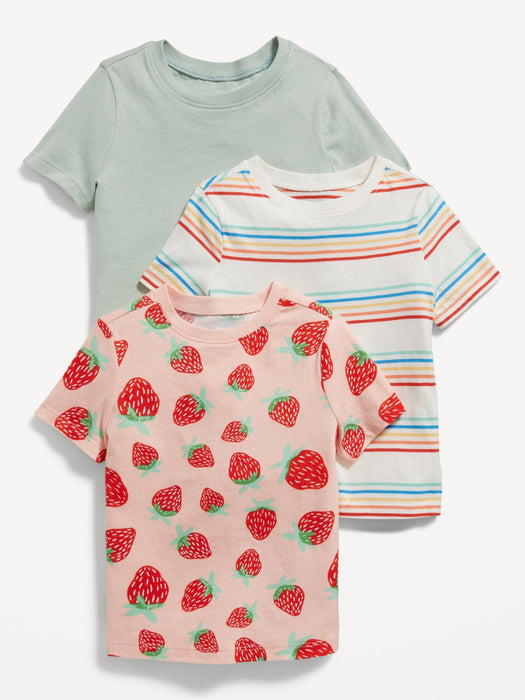 Unisex 3-Pack Short-Sleeve T-Shirt for Toddler
