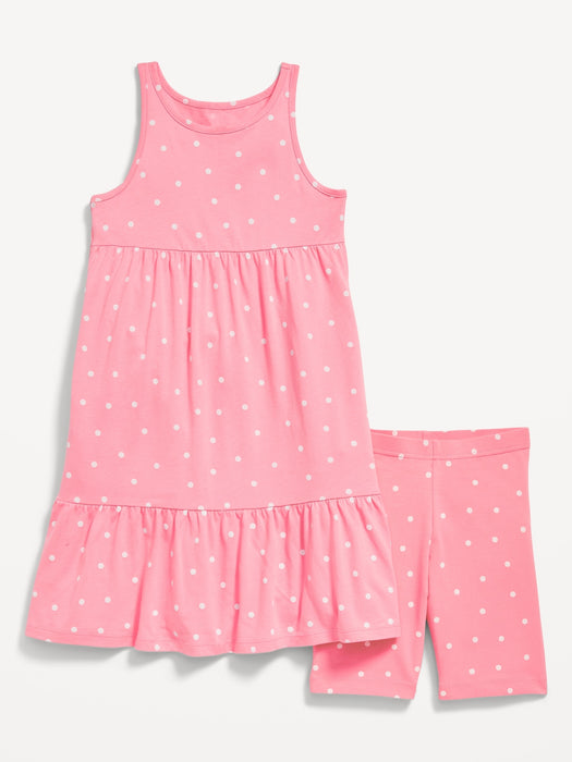 2-Piece Sleeveless Dress and Biker Shorts Set for Girls