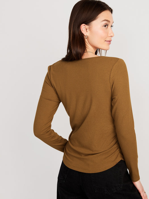 Luxe Cropped Rib-Knit Shirred Top for Women