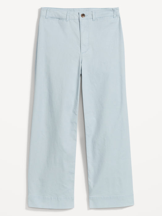 High-Waisted Cropped Wide-Leg Chino Pants for Women