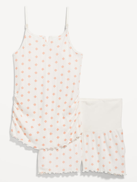 Maternity Pointelle-Knit Pajama Cami Top and Shorts Set