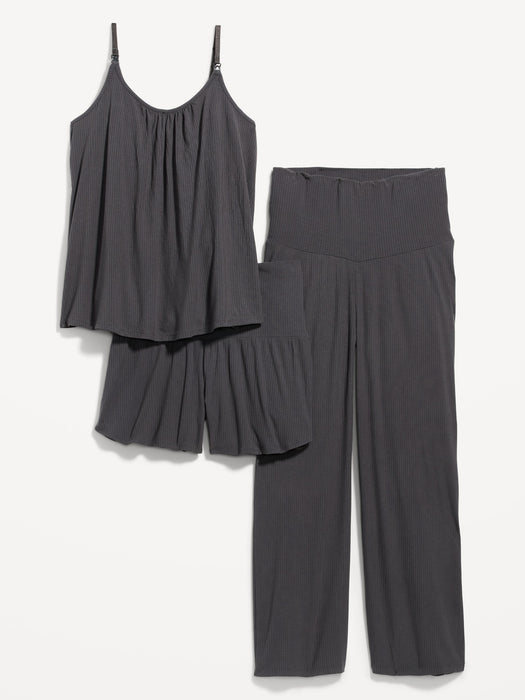 Maternity Sunday Sleep Rib-Knit 3-Piece Lounge Set
