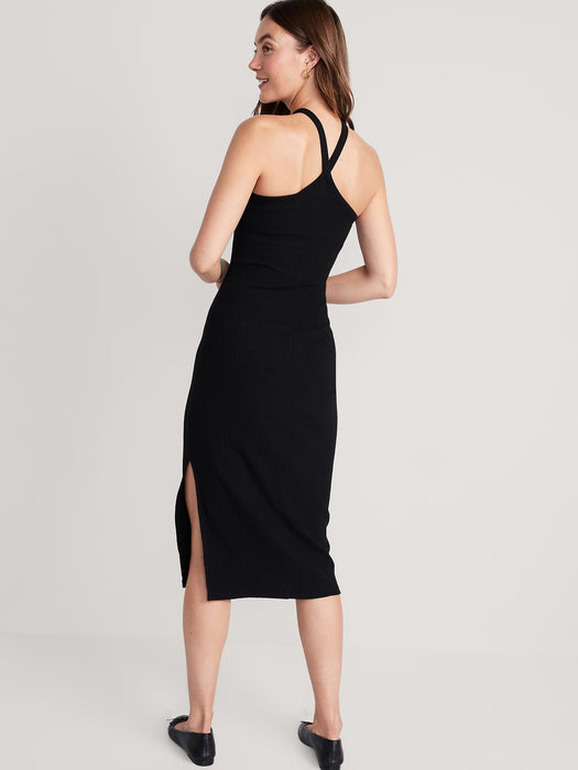 Rib-Knit Halter Midi Dress