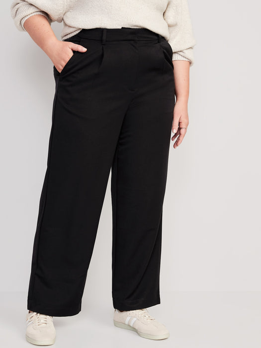 Extra High-Waisted Pleated Taylor Trouser Wide-Leg Pants for Women