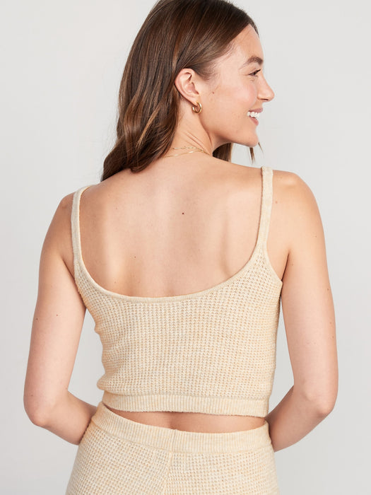 Cropped Waffle-Knit Lounge Cami Tank Top for Women