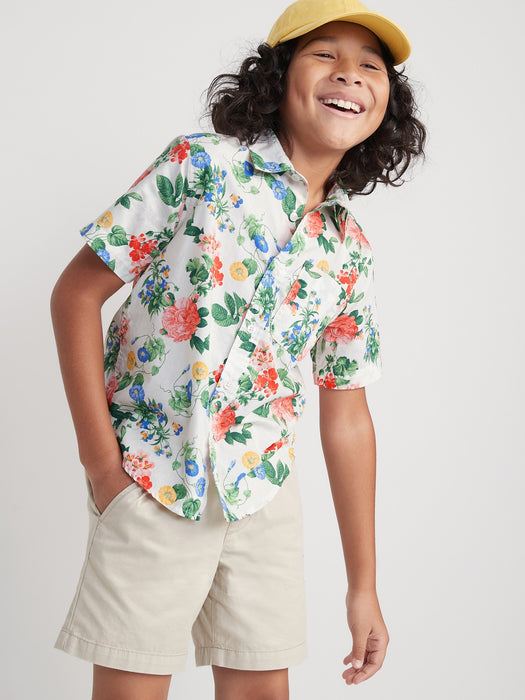 Short-Sleeve Printed Poplin Shirt for Boys
