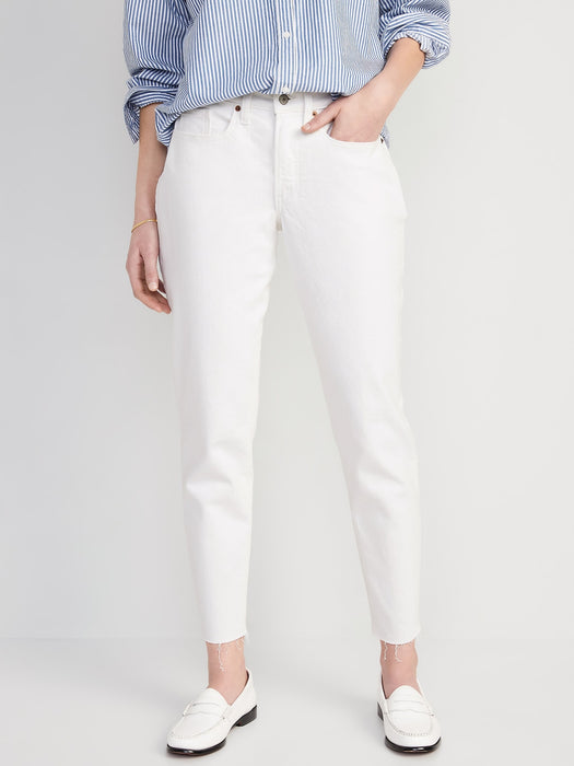 High-Waisted OG Straight White-Wash Cut-Off Ankle Jeans for Women