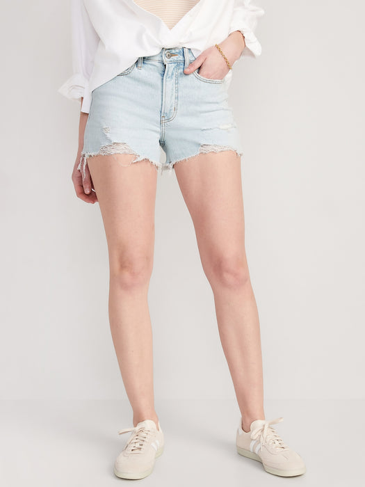 High-Waisted OG Straight Ripped Jean Shorts for Women -- 3-inch inseam