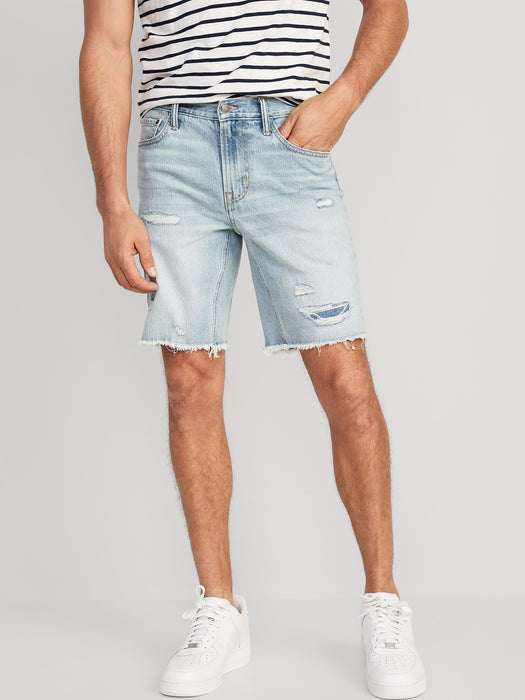 Slim Ripped Cut-Off Jean Shorts for Men -- 9-inch inseam