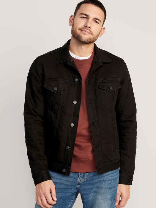 Built-In Flex Black Jean Jacket for Men