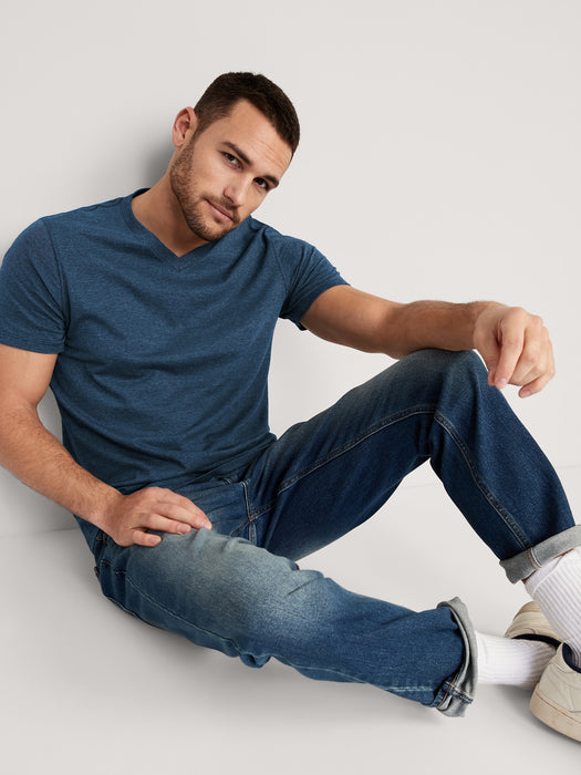 Soft-Washed Micro-Stripe V-Neck T-Shirt for Men