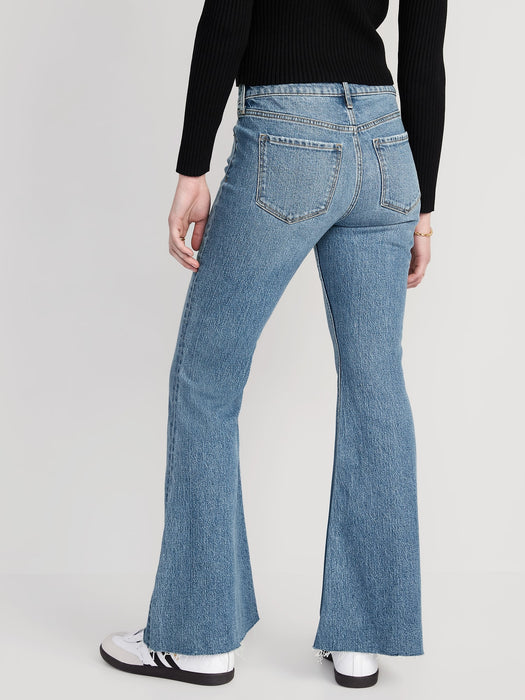 Mid-Rise Cut-Off Super-Flare Jeans for Women
