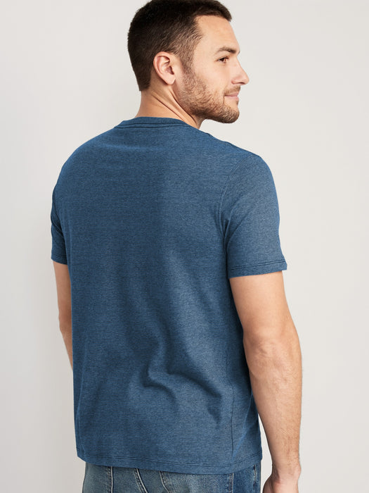 Soft-Washed Micro-Stripe V-Neck T-Shirt for Men