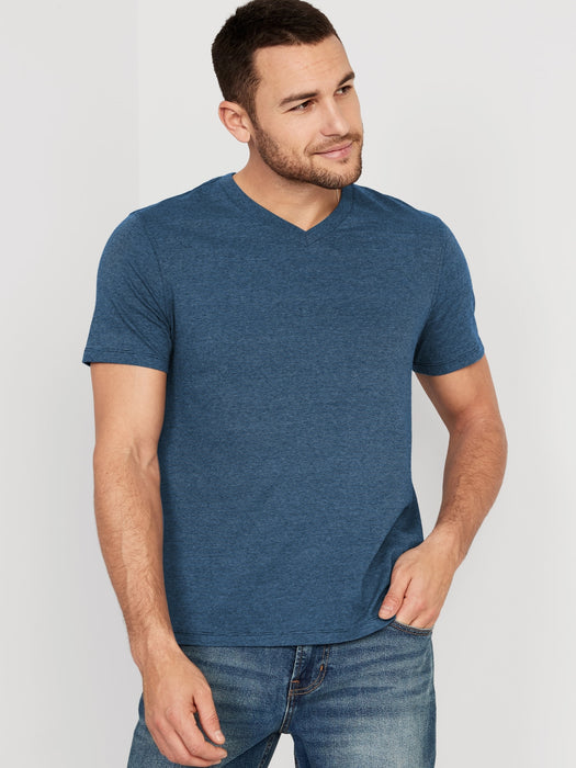 Soft-Washed Micro-Stripe V-Neck T-Shirt for Men