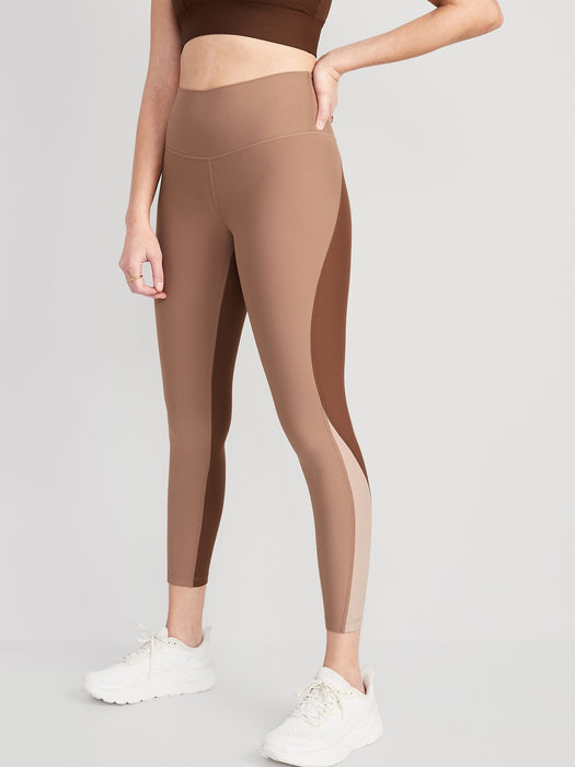 High-Waisted PowerSoft Color-Block 7/8-Length Compression Leggings for Women