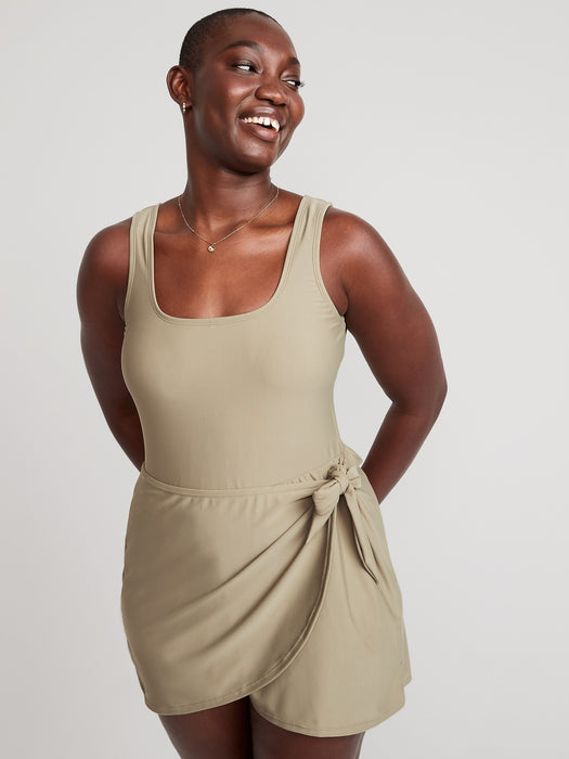 Wrap-Front Swimsuit Dress for Women