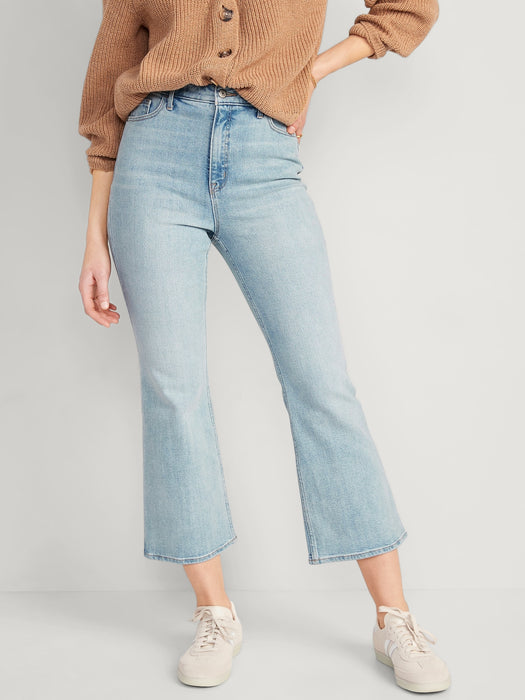 Higher High-Waisted Cropped Flare Jeans for Women