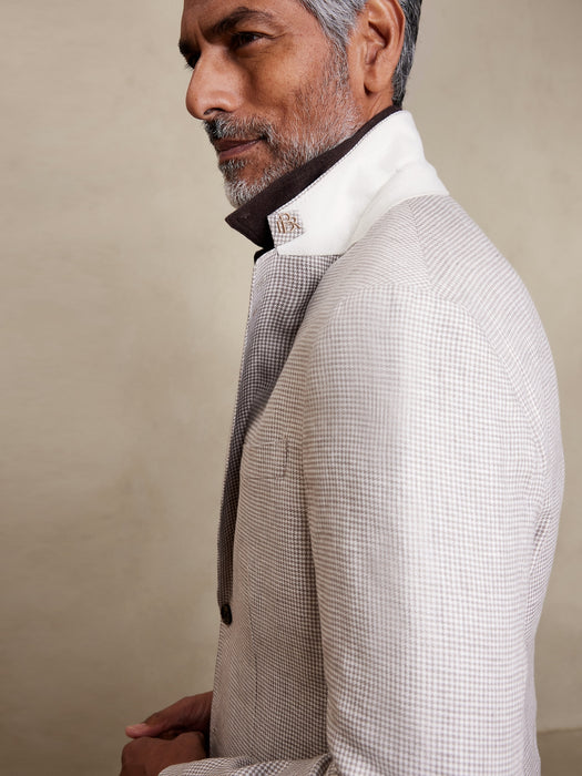 Baia Houndstooth Linen Suit Jacket