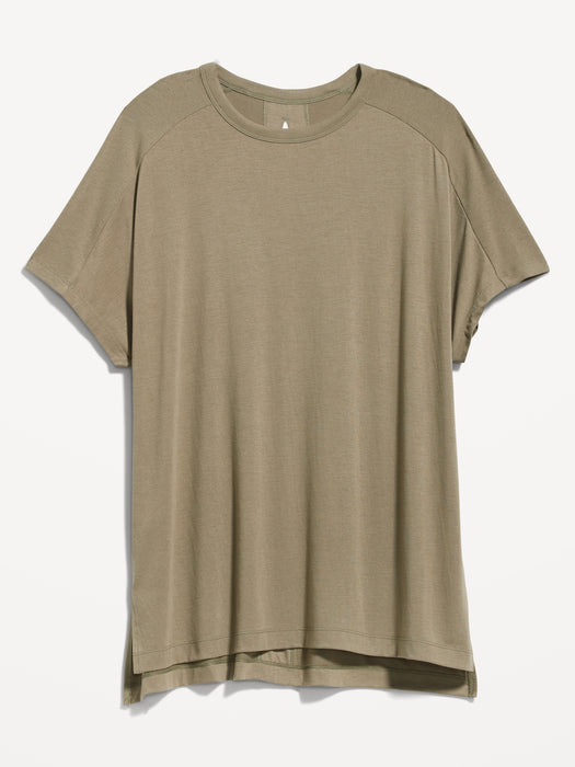 Oversized UltraLite Rib-Panel Tunic T-Shirt for Women