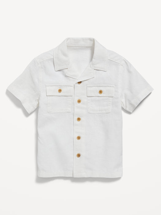 Short-Sleeve Linen-Blend Camp Shirt for Toddler Boys