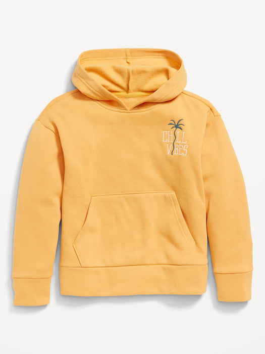 Gender-Neutral Embroidered-Graphic Pullover Hoodie for Kids