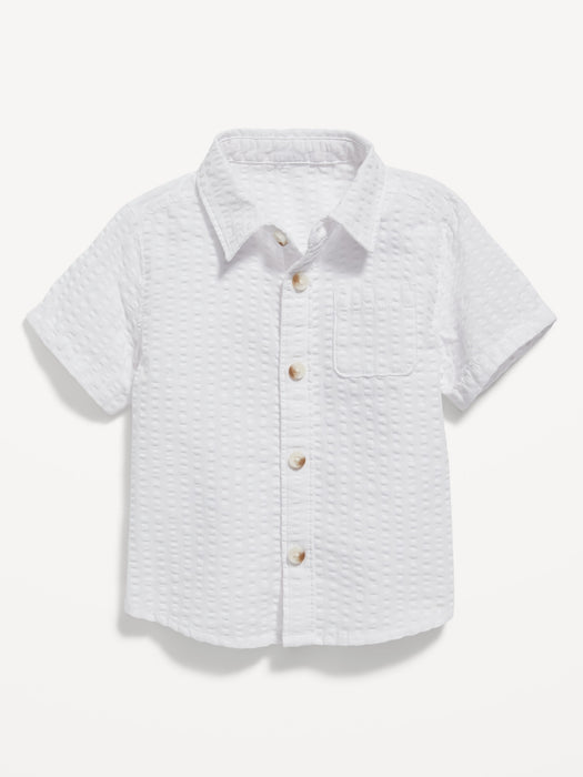 Short-Sleeve Textured-Seersucker Camp Shirt for Baby