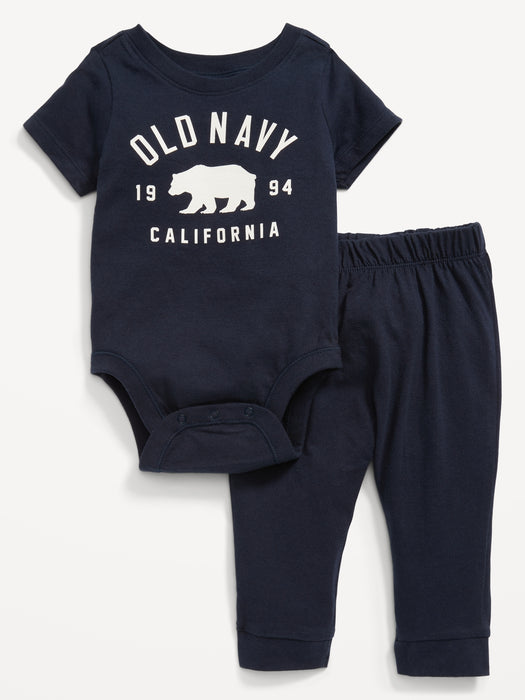 Unisex Logo-Graphic Jersey-Knit Bodysuit & Pants Set for Baby