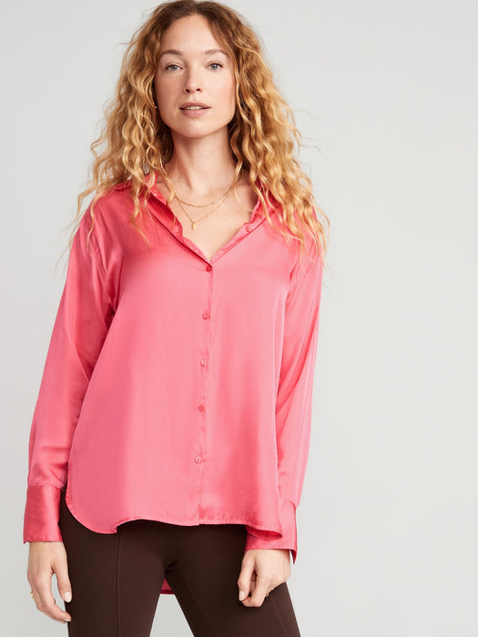 Satin Boyfriend Shirt for Women