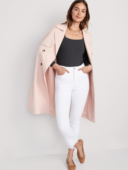 Extra High-Waisted Rockstar 360° Stretch Super-Skinny White Side-Split Jeans for Women