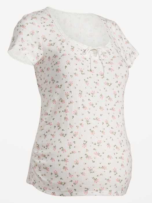 Maternity Scoop-Neck Pointelle Top