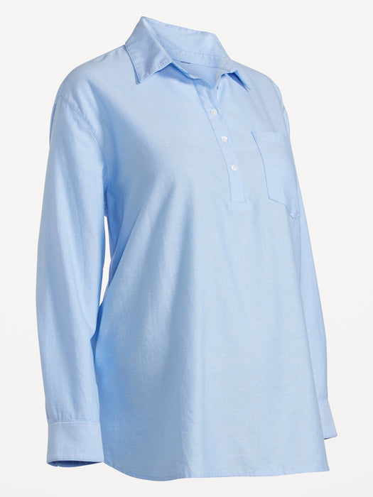 Maternity Oxford Boyfriend Popover Shirt