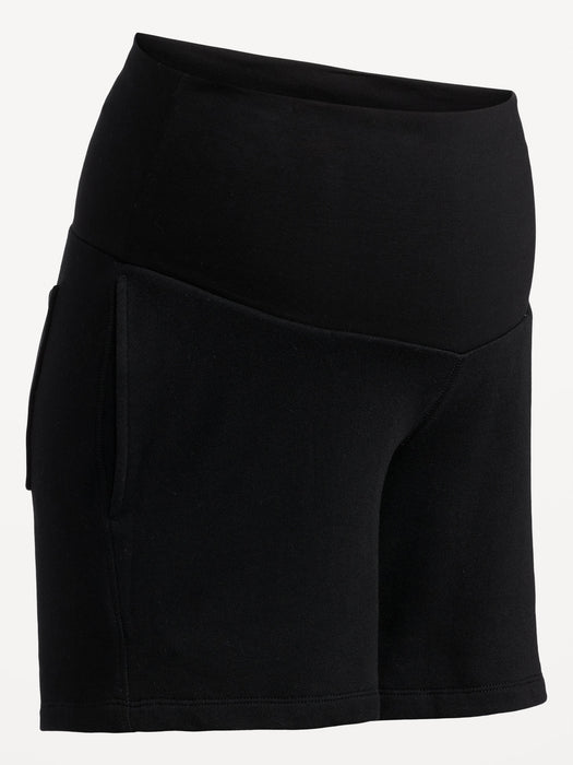 Maternity Rollover-Panel Sweat Shorts -- 6-inch inseam