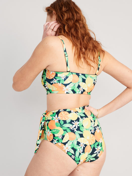 Matching High-Waisted Tie-Waist Bikini Swim Bottoms for Women