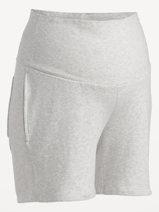 Maternity Rollover-Panel Sweat Shorts -- 6-inch inseam