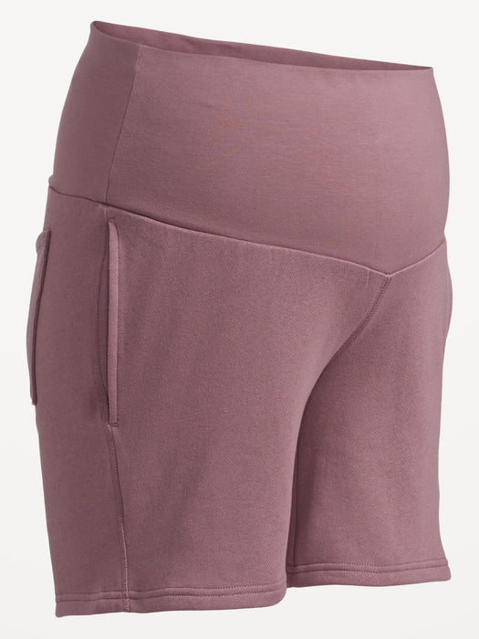 Maternity Rollover-Panel Sweat Shorts -- 6-inch inseam