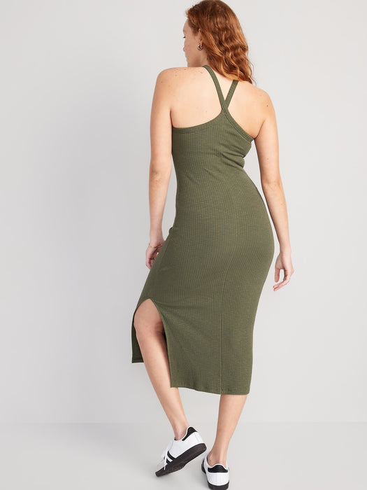 Rib-Knit Halter Midi Dress