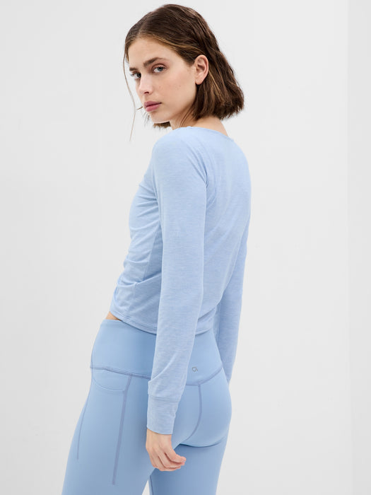 GapFit Brushed Jersey Cropped Cinch T-Shirt