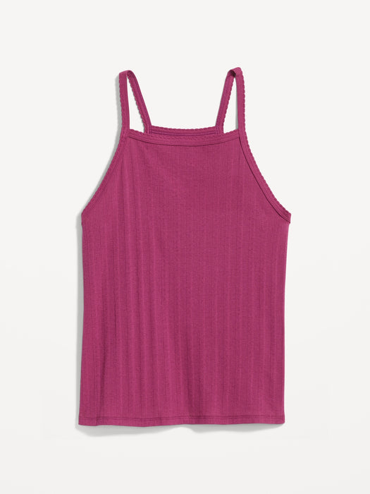 Scallop-Trimmed Pointelle-Knit Cami Top for Women