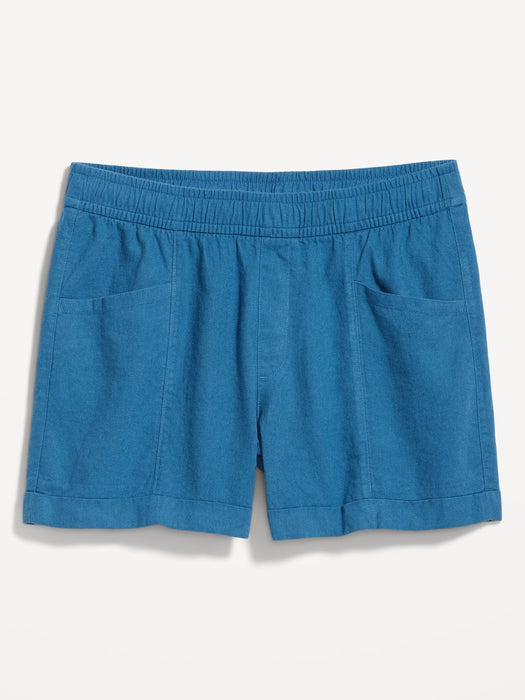 High-Waisted Linen-Blend Utility Shorts for Women -- 3.5-inch inseam
