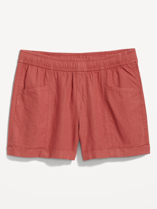 High-Waisted Linen-Blend Utility Shorts for Women -- 3.5-inch inseam