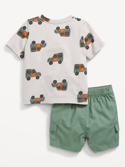 Short-Sleeve Henley T-Shirt & Cargo Shorts for Baby