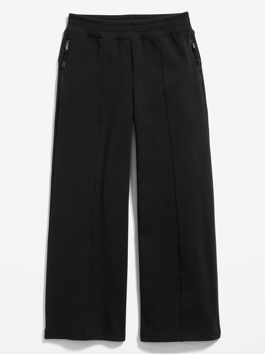 High-Waisted Dynamic Fleece Zip-Pocket Wide-Leg Sweatpants for Girls